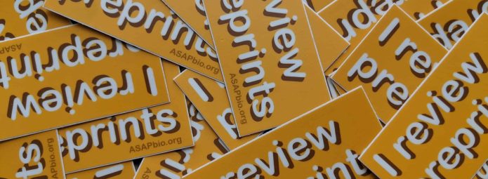 A pile of stickers that say "I review preprints"