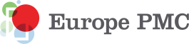 Logo for Europe PMC featuring the text Europe PMC in gray. A large red circle and smaller green and blue circles, with overlapping rectangles, are on the left.
