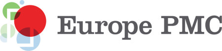 Logo for Europe PMC featuring the text Europe PMC in gray. A large red circle and smaller green and blue circles, with overlapping rectangles, are on the left.