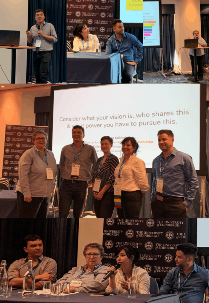 A collage of photos of the panellists presenting