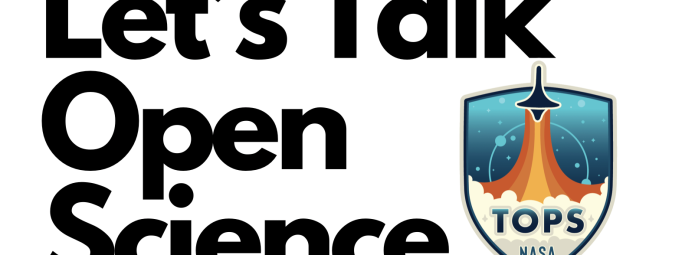 NASA TOPS logo with "let's talk open science" next to it