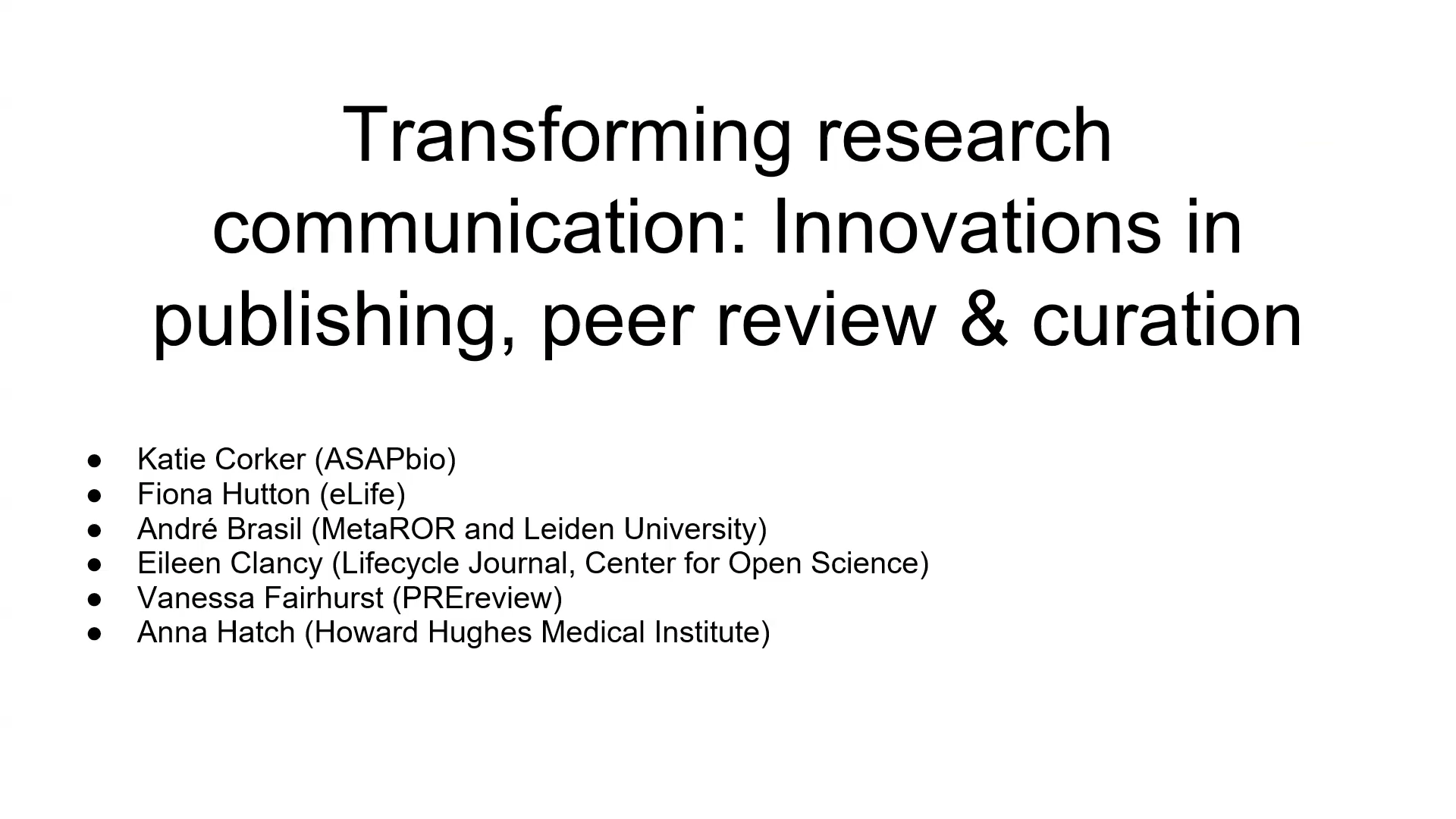 Title slide with title and contributors