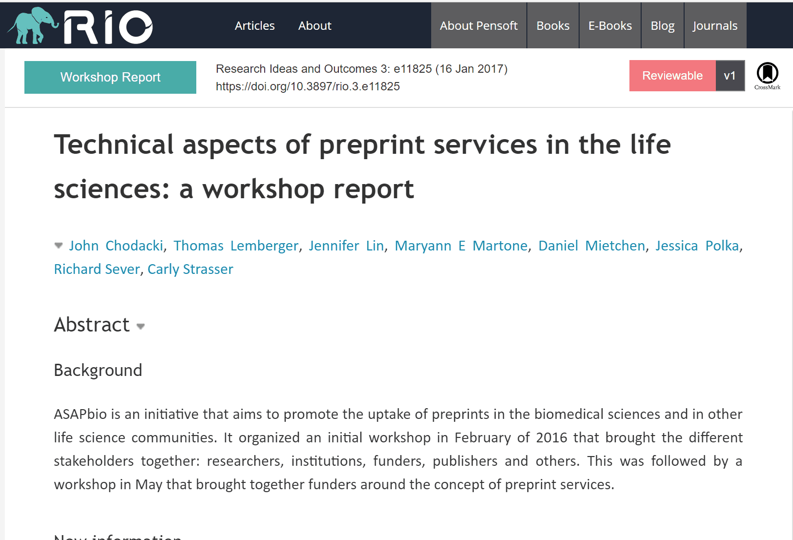 Technical workshop report open for review