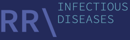 Logo with the letters RR followed by a diagonal line on the left. The words Infectious Diseases are on the right. The text is in shades of blue on a dark blue background.