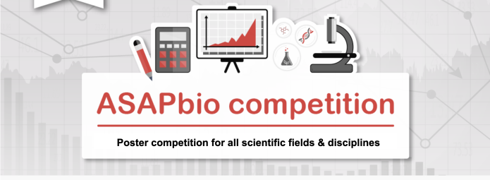 Promotional graphic for the ASAPbio competition, offering a $500 award for two winners. Deadline for entries is December 1, 2024. Includes science-related icons like a microscope and bar graph. Link provided: bit.ly/2024-poster-competition.
